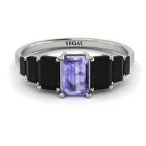 Emerald Cut Tanzanite Geometrical Ring - Briella No. 209 image 1
