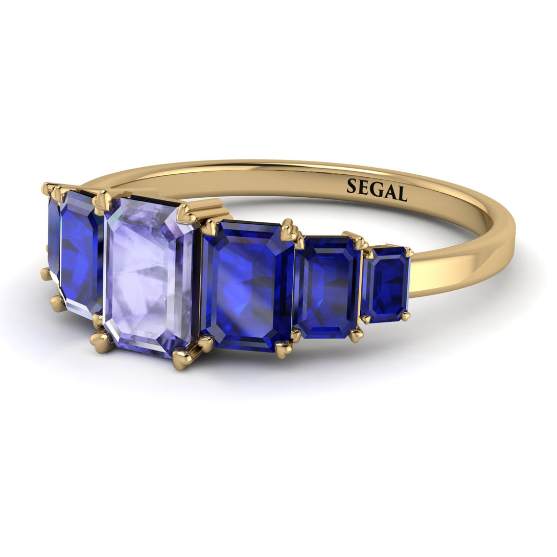 Emerald Cut Tanzanite Geometrical Ring - Briella No. 213