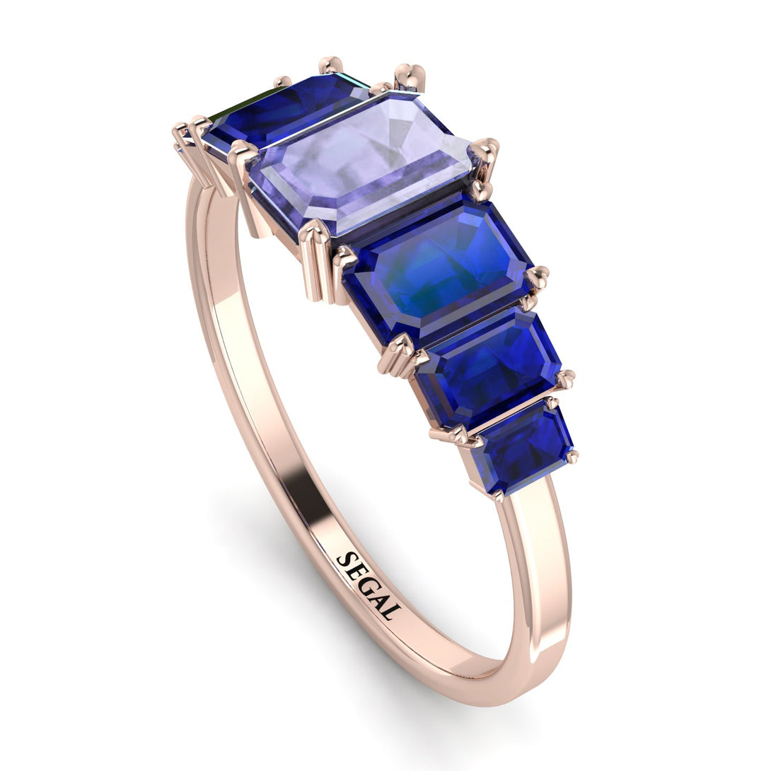 Emerald Cut Tanzanite Geometrical Ring - Briella No. 214
