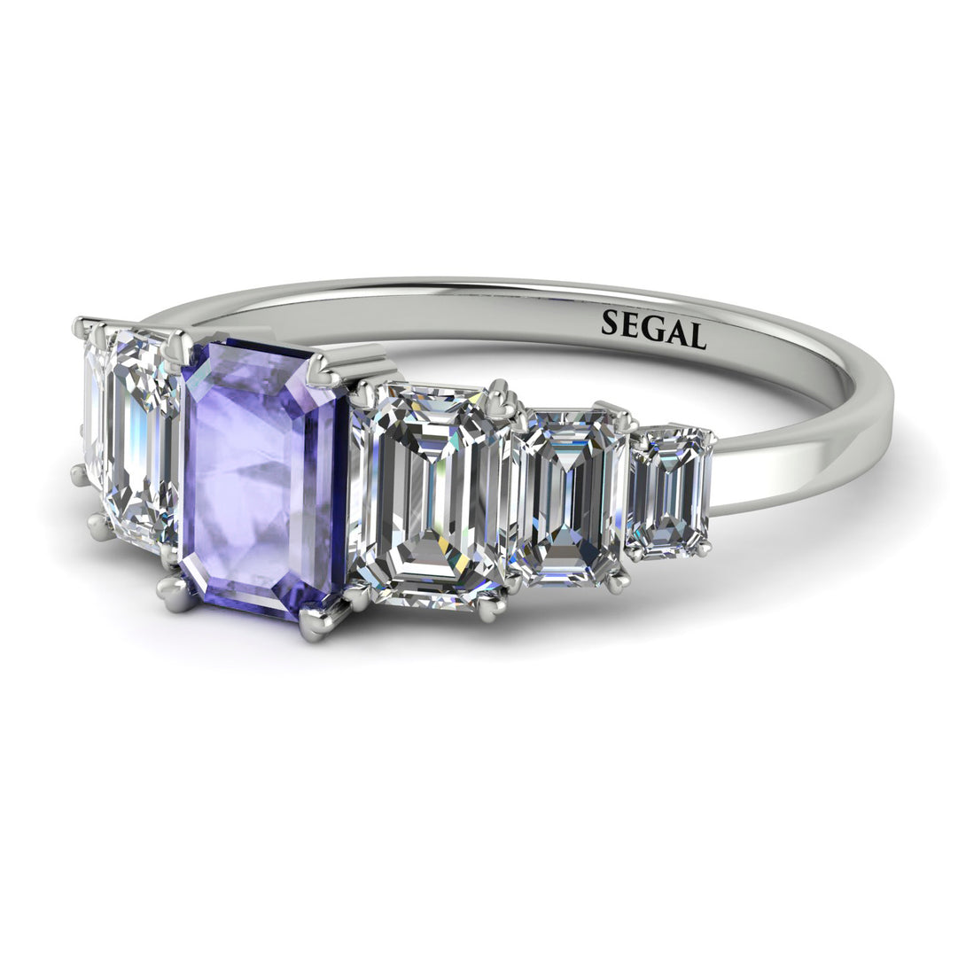 Emerald Cut Tanzanite Geometrical Ring - Briella No. 203