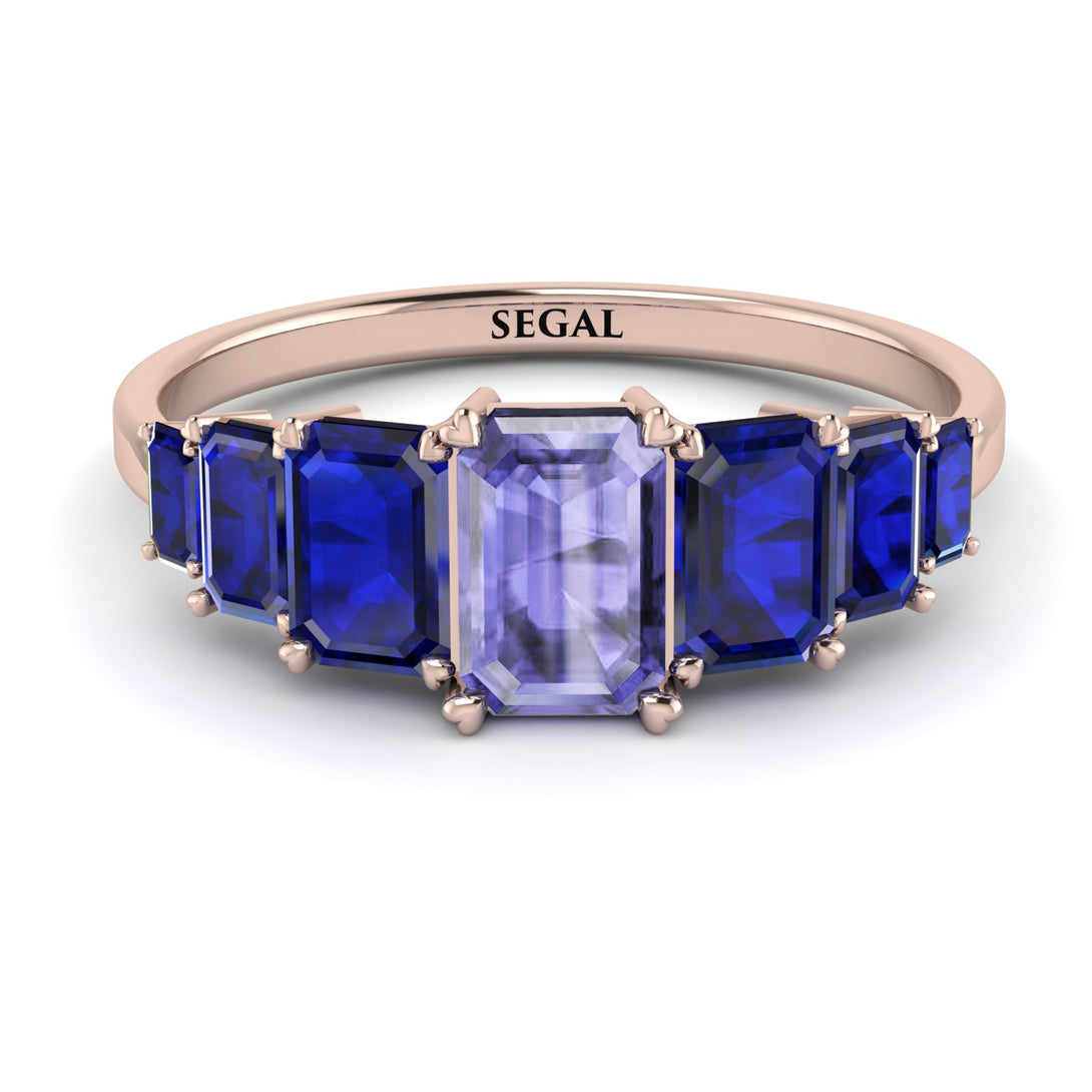 Emerald Cut Tanzanite Geometrical Ring - Briella No. 214