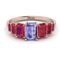 Emerald Cut Tanzanite Geometrical Ring - Briella No. 211 image 1