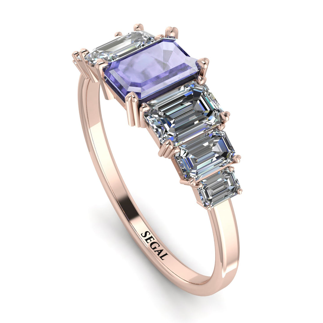 Emerald Cut Tanzanite Geometrical Ring - Briella No. 202