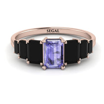 Emerald Cut Tanzanite Geometrical Ring - Briella No. 208 image 1