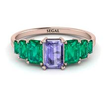 Emerald Cut Tanzanite Geometrical Ring - Briella No. 205 image 1