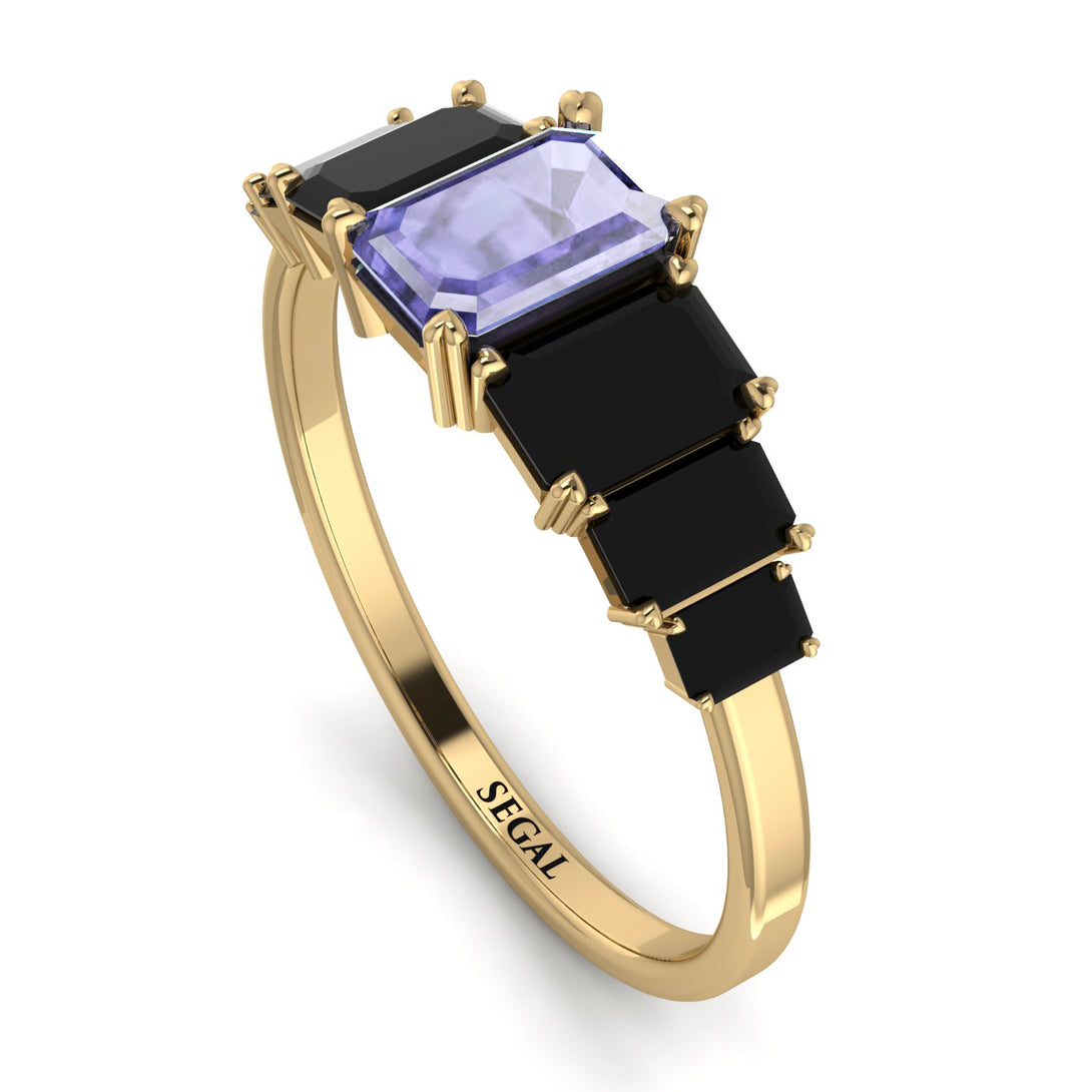 Emerald Cut Tanzanite Geometrical Ring - Briella No. 207