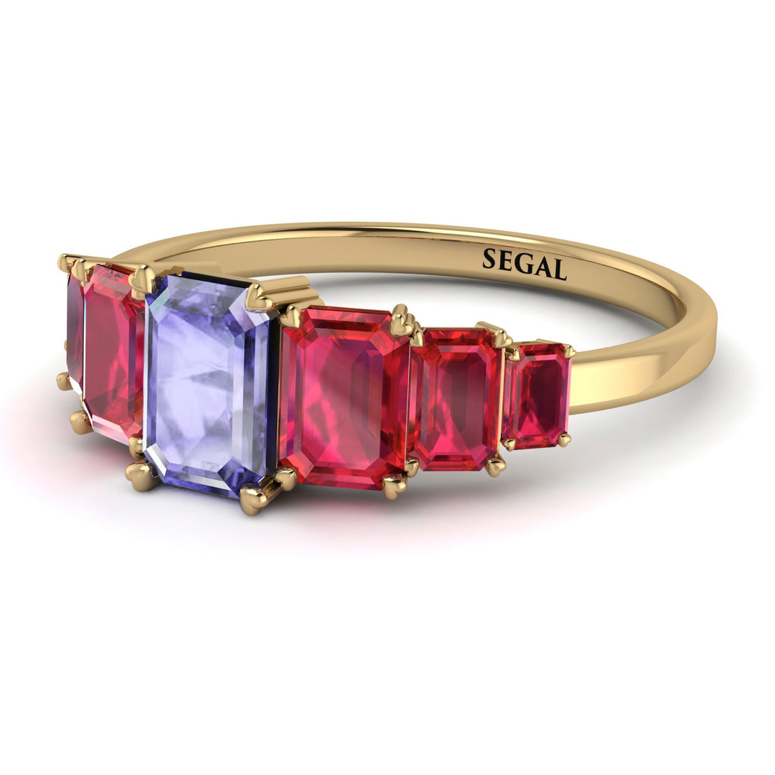 Emerald Cut Tanzanite Geometrical Ring - Briella No. 210