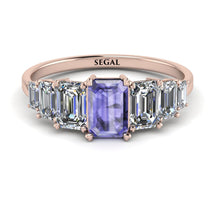 Emerald Cut Tanzanite Geometrical Ring - Briella No. 202 image 1
