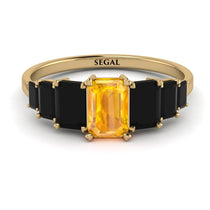 Emerald Cut Yellow Diamond Geometrical Ring - Briella No. 1007 image 1