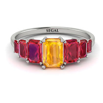 Emerald Cut Yellow Diamond Geometrical Ring - Briella No. 1012 image 1