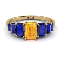 Emerald Cut Yellow Diamond Geometrical Ring - Briella No. 1013 image 1