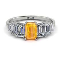 Emerald Cut Yellow Diamond Geometrical Ring - Briella No. 1003 image 1