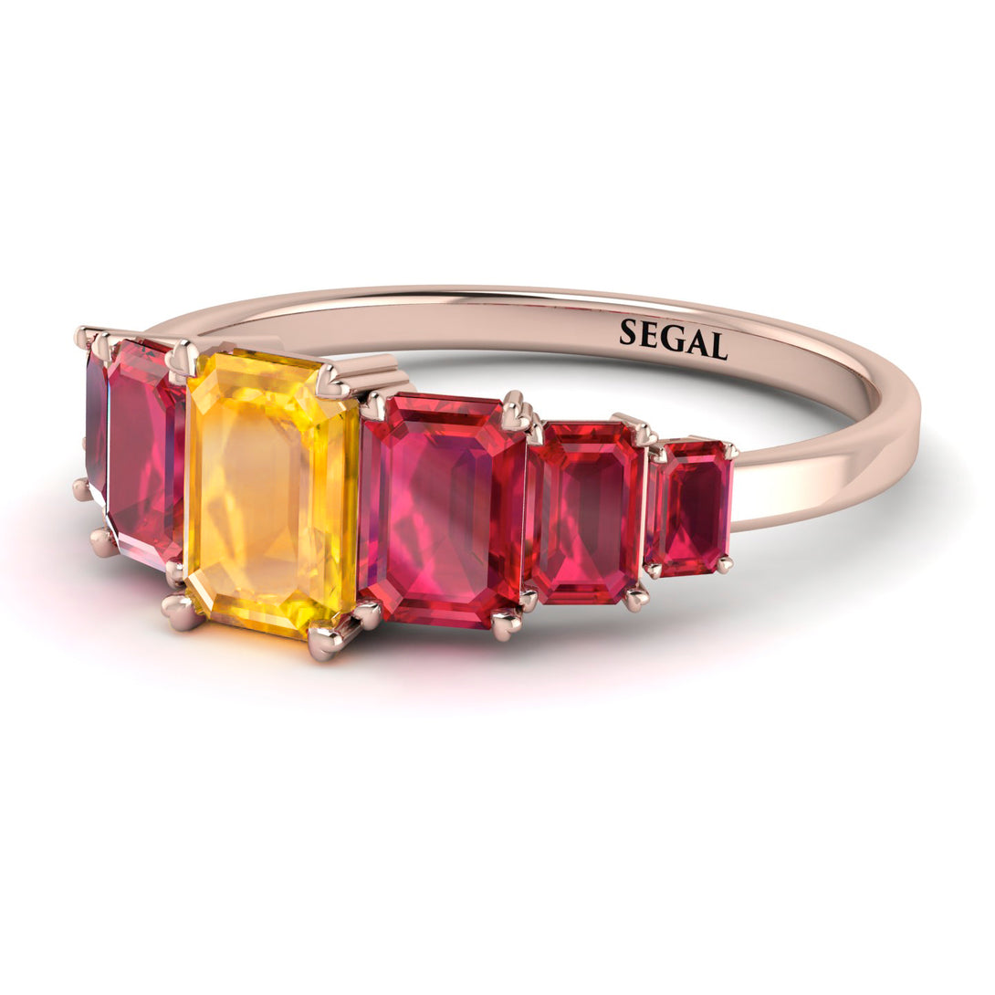 Emerald Cut Yellow Diamond Geometrical Ring - Briella No. 1011