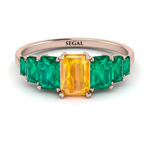 Emerald Cut Yellow Diamond Geometrical Ring - Briella No. 1005 image 1