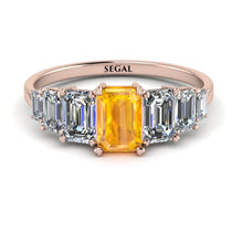 Emerald Cut Yellow Diamond Geometrical Ring - Briella No. 1002 image 1