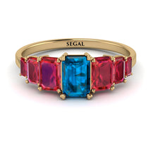 Emerald Cut Blue Topaz Geometrical Ring - Briella No. 510 image 1
