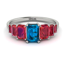 Emerald Cut Blue Topaz Geometrical Ring - Briella No. 512 image 1