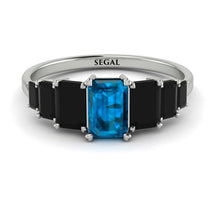 Emerald Cut Blue Topaz Geometrical Ring - Briella No. 509 image 1