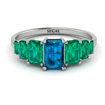 Emerald Cut Blue Topaz Geometrical Ring - Briella No. 506 image 1