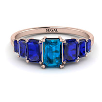 Emerald Cut Blue Topaz Geometrical Ring - Briella No. 514 image 1