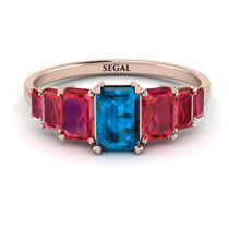 Emerald Cut Blue Topaz Geometrical Ring - Briella No. 511 image 1