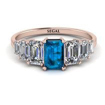Emerald Cut Blue Topaz Geometrical Ring - Briella No. 502 image 1
