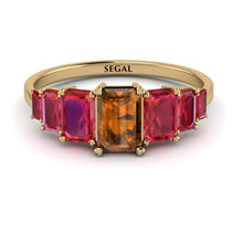 Emerald Cut Brown Diamond Geometrical Ring - Briella No. 1110 image 1