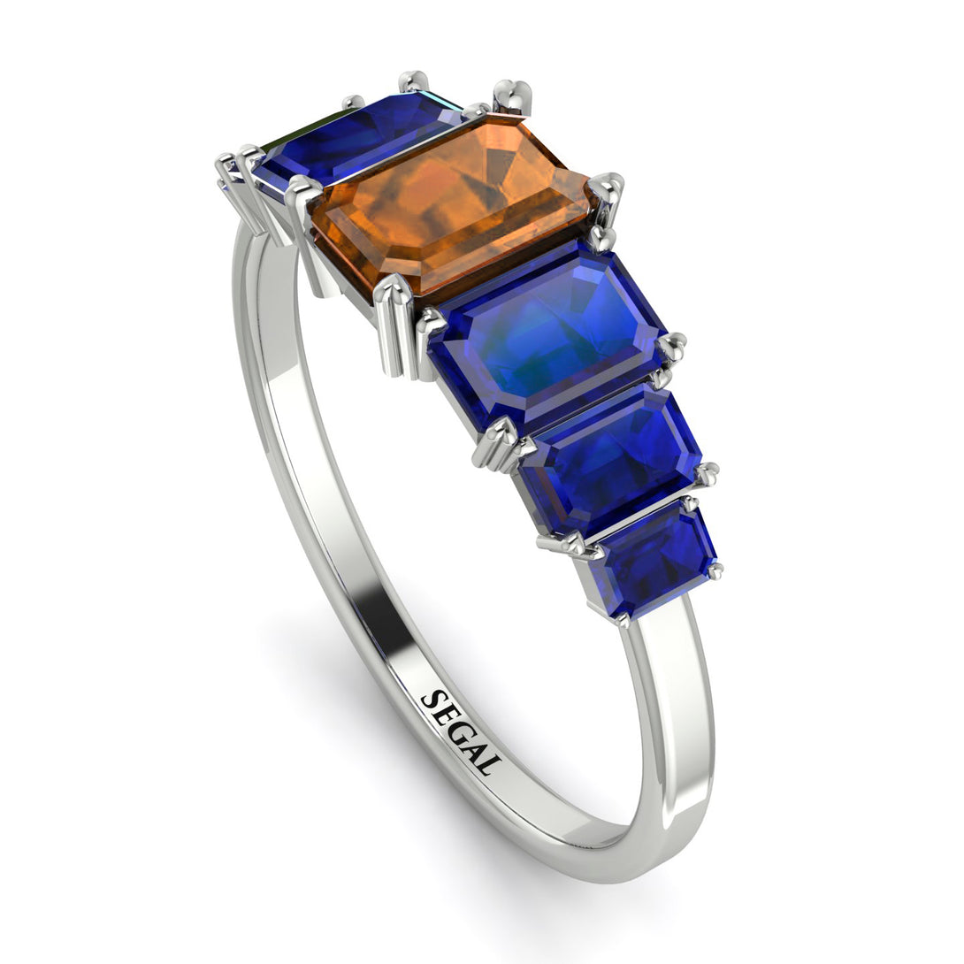 Emerald Cut Brown Diamond Geometrical Ring - Briella No. 1115