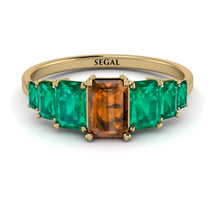 Emerald Cut Brown Diamond Geometrical Ring - Briella No. 1104 image 1