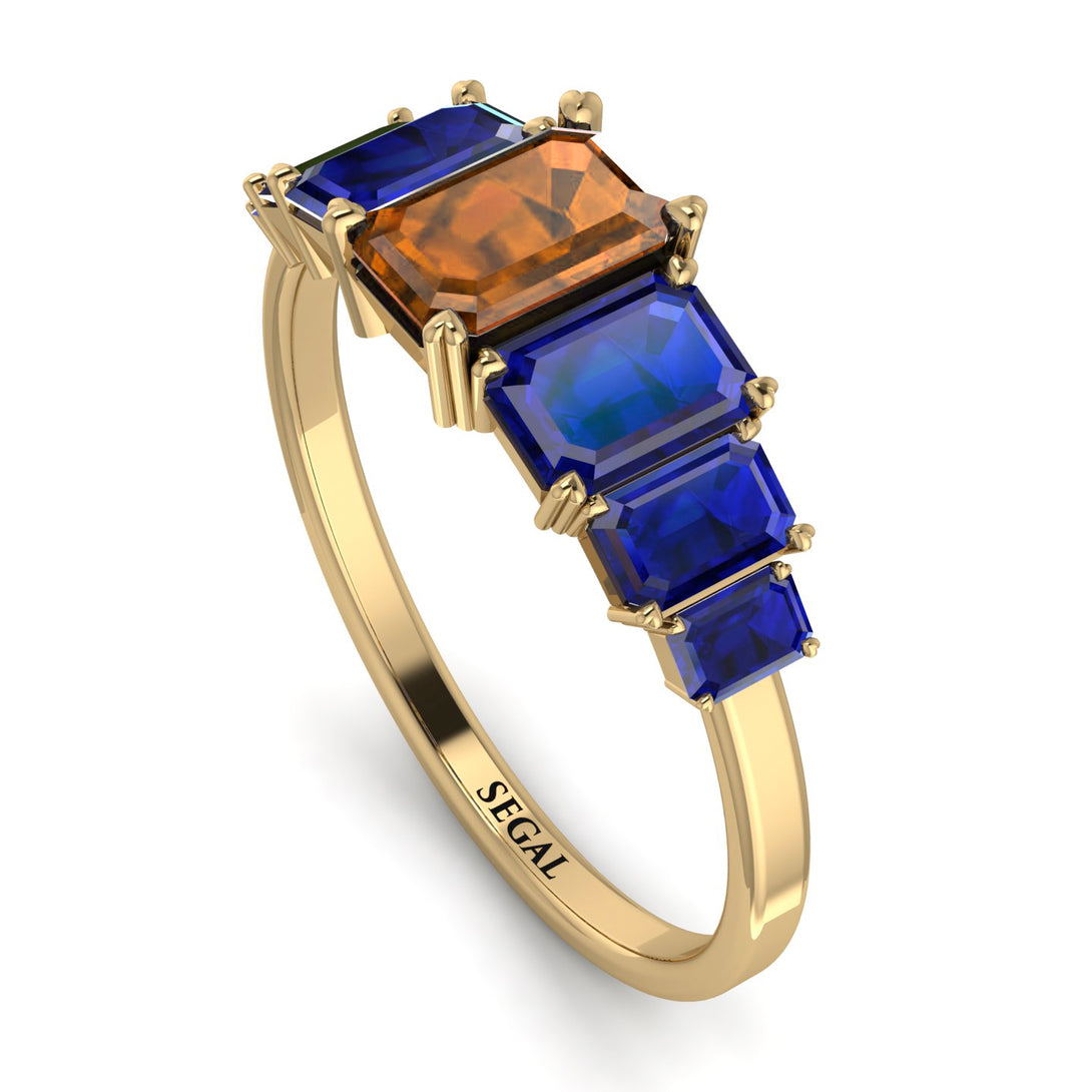 Emerald Cut Brown Diamond Geometrical Ring - Briella No. 1113