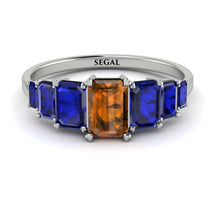 Emerald Cut Brown Diamond Geometrical Ring - Briella No. 1115 image 1