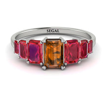 Emerald Cut Brown Diamond Geometrical Ring - Briella No. 1112 image 1