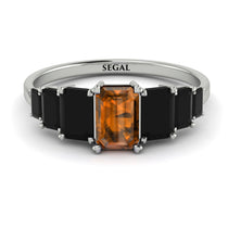 Emerald Cut Brown Diamond Geometrical Ring - Briella No. 1109 image 1
