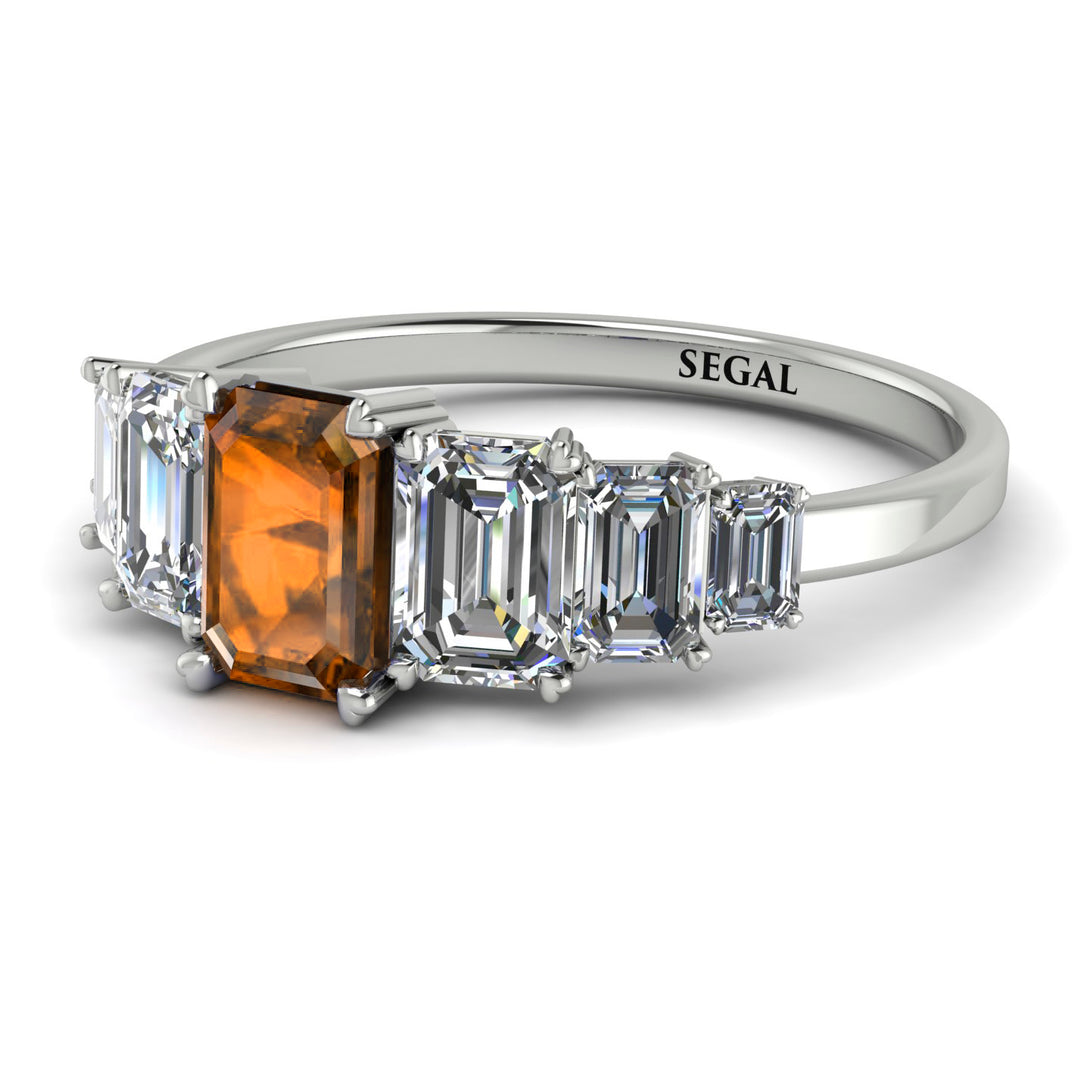 Emerald Cut Brown Diamond Geometrical Ring - Briella No. 1103