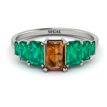 Emerald Cut Brown Diamond Geometrical Ring - Briella No. 1106 image 1