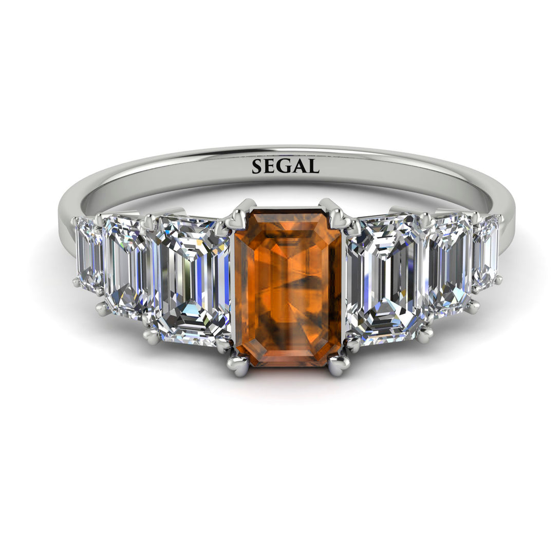 Emerald Cut Brown Diamond Geometrical Ring - Briella No. 1103