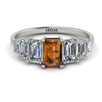 Emerald Cut Brown Diamond Geometrical Ring - Briella No. 1103 image 1