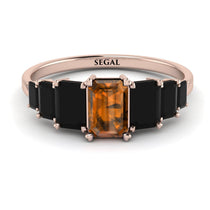 Emerald Cut Brown Diamond Geometrical Ring - Briella No. 1108 image 1