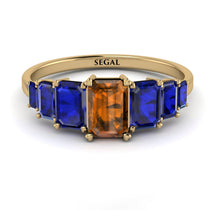Emerald Cut Brown Diamond Geometrical Ring - Briella No. 1113 image 1