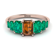 Emerald Cut Brown Diamond Geometrical Ring - Briella No. 1105 image 1