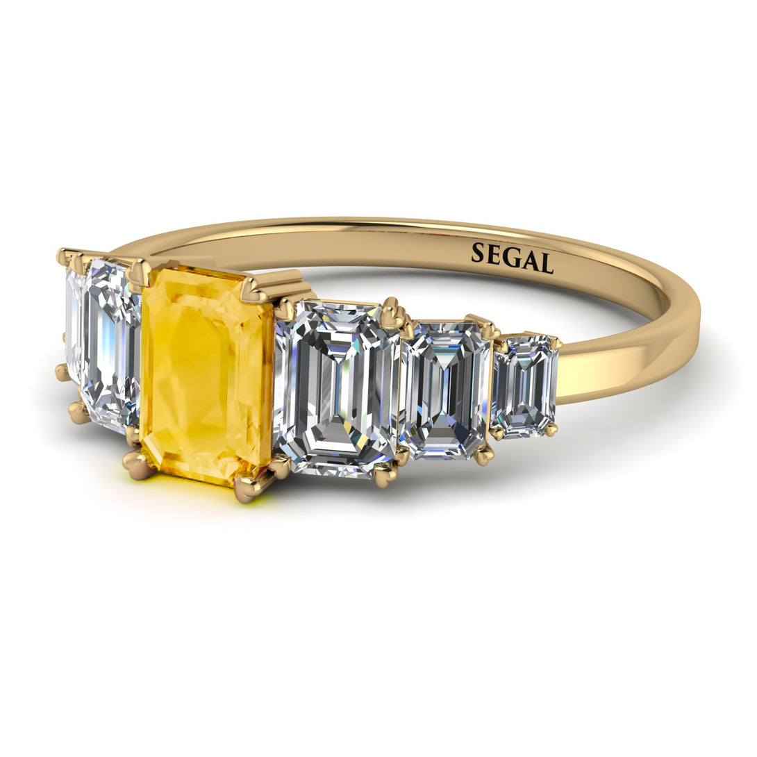 Emerald Cut Citrine Geometrical Ring - Briella No. 601