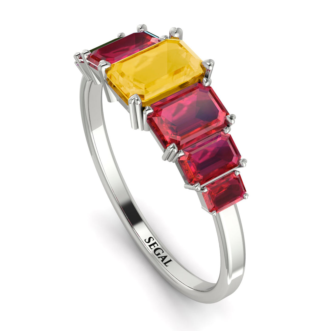 Emerald Cut Citrine Geometrical Ring - Briella No. 612