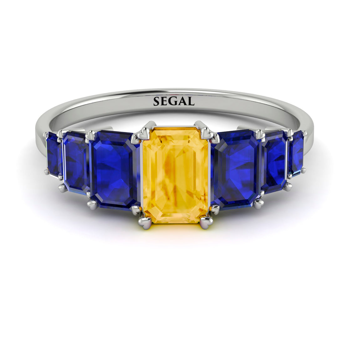 Emerald Cut Citrine Geometrical Ring - Briella No. 615