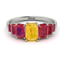 Emerald Cut Citrine Geometrical Ring - Briella No. 612 image 1