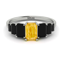 Emerald Cut Citrine Geometrical Ring - Briella No. 609 image 1