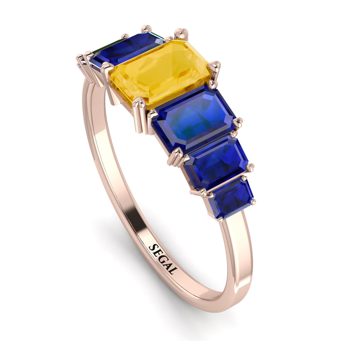 Emerald Cut Citrine Geometrical Ring - Briella No. 614