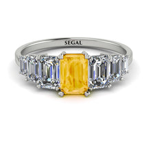 Emerald Cut Citrine Geometrical Ring - Briella No. 603 image 1