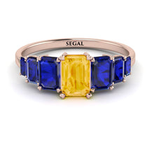 Emerald Cut Citrine Geometrical Ring - Briella No. 614 image 1