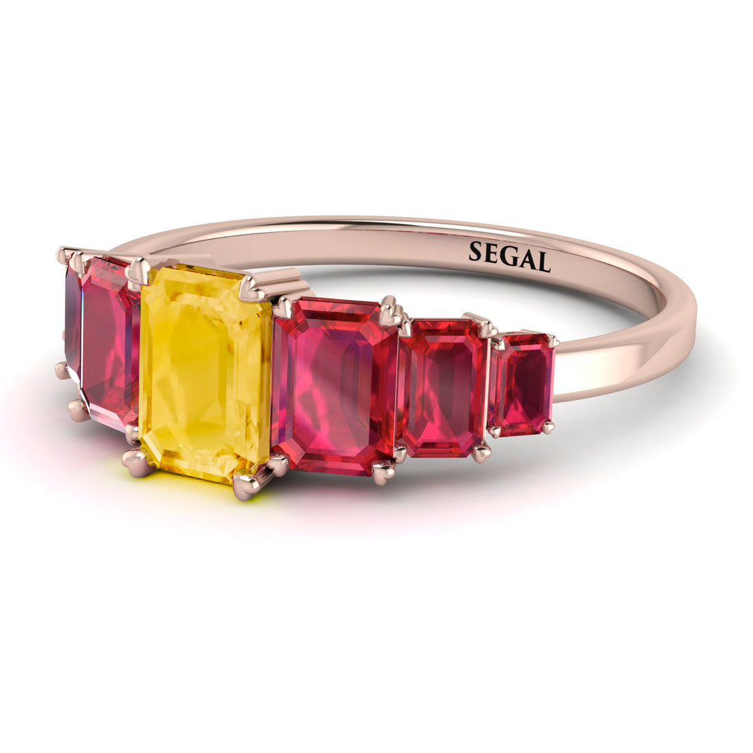 Emerald Cut Citrine Geometrical Ring - Briella No. 611