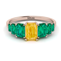 Emerald Cut Citrine Geometrical Ring - Briella No. 605 image 1